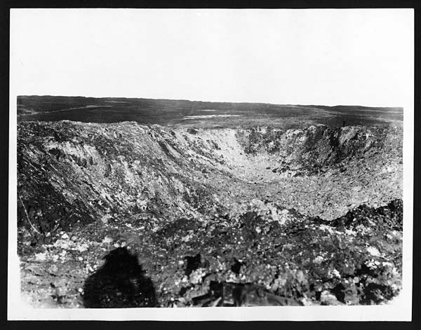 Mine crater which was blown up on the 1st July at Beaumont Hamel