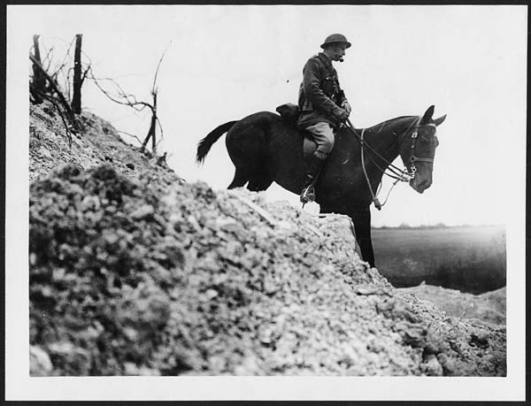 Cavalry officer negotiates a mined road