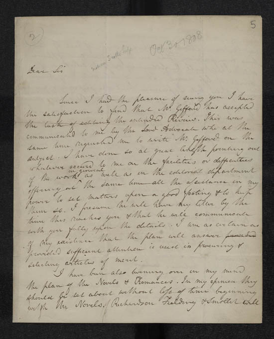 Letter of Sir Walter Scott to John Murray, 30 October 1808 - MS.42535 ff.5-6