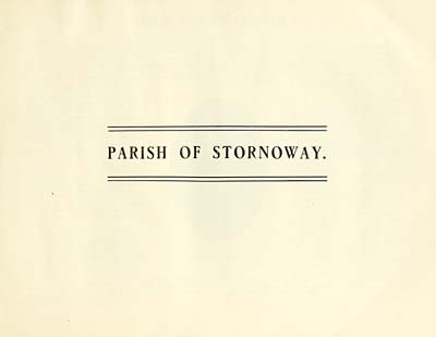 (19) Divisional title page - PARISH OF STORNOWAY