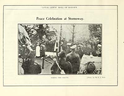 (46) Photograph - Peace celebration at Stornoway -- Taking the salute