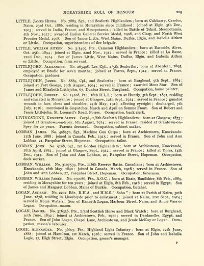 237 Page 209 Places Morayshire roll of honour Rolls of