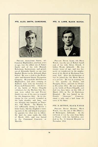 26 Page 14 Places Roll of honour Arbroath and district 1914