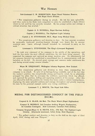 (61) Page 57 - Medal for Distinguished Conduct in the field (D.C.M.)