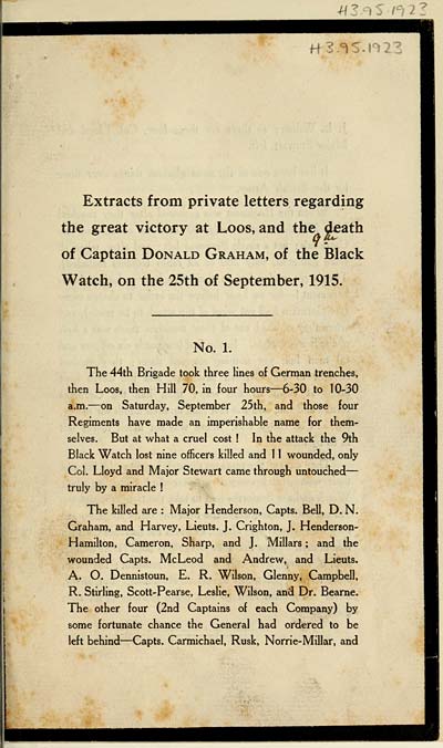 (7) Insert - Extracts from private letters regarding the great victory at Loos