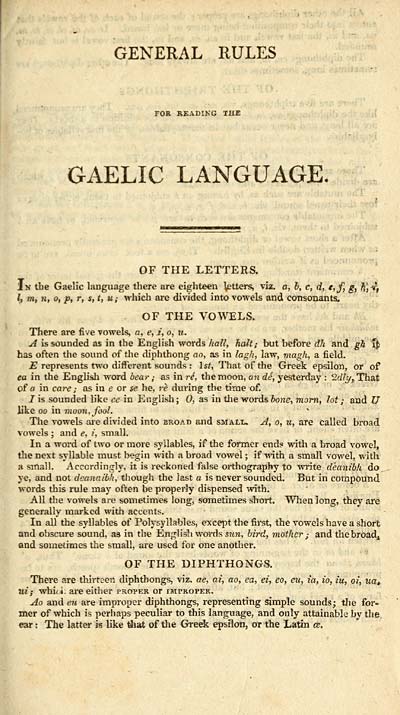 (11) [Page v] - General rules for reading the Gaelic language