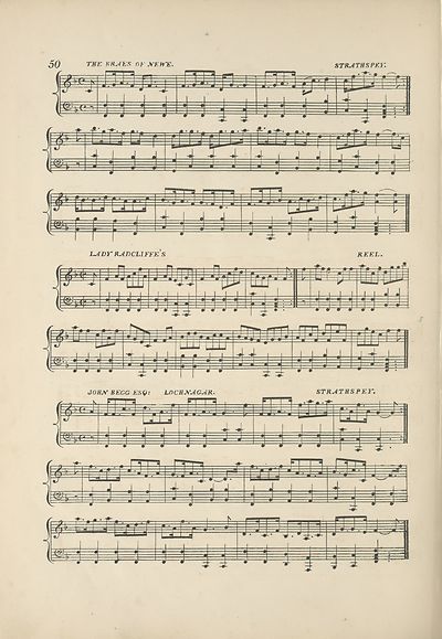 (62) Page 50 - Braes of Newe strathspey  -- Lady Radcliffe's reel -- John Begg Esq: Lochnagar strathspey