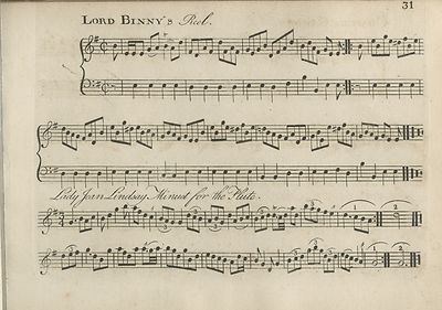 (41) Page 31 - Lord Binny's Reel -- Lady Jean Lindsay minuet for the Flute