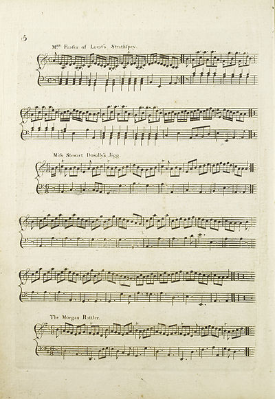 (16) Page 5 - Mrs. Fraser of Lovat's strathspey -- Miss Stewarrt Dowally's jigg -- Morgan rattler