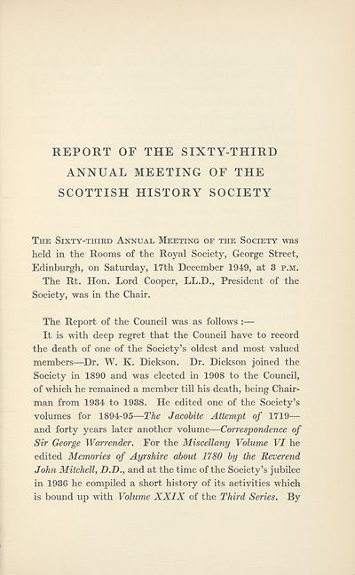 (154) [Page 1] - Report of the sixty-third annual meeting of the Scottish History Society