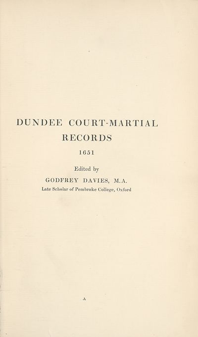 (18) Divisional title page - Dundee court martial records 1651