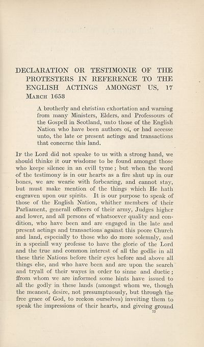 (42) Page 13 - Declaration or testimonie of the Protestors in reference to the English acting among us, 17th March 1653