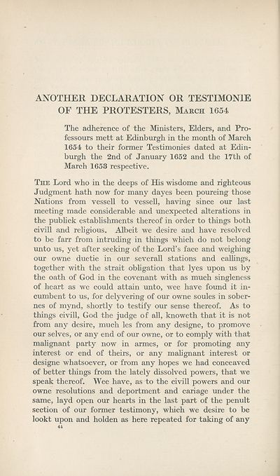 (73) Page 44 - Another declaration or testimonie of the Protestors, March 1654