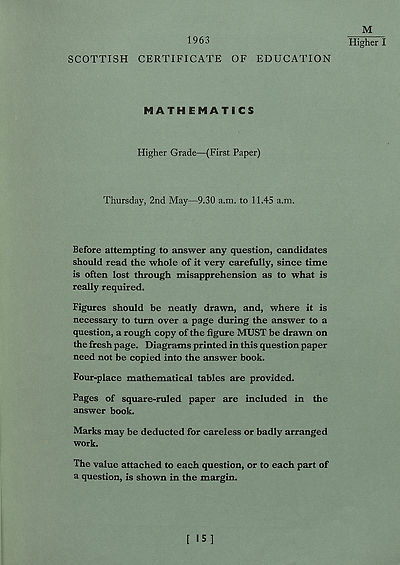 (89) Mathematics, Higher Grade - (First Paper) 