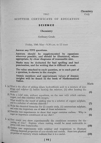 (387) Science, Ordinary Grade - Chemistry