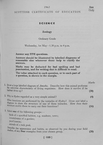 (391) Science, Ordinary Grade - Zoology