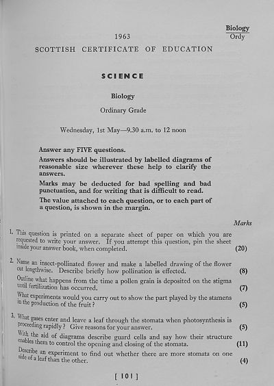 (393) Science, Ordinary Grade - Biology