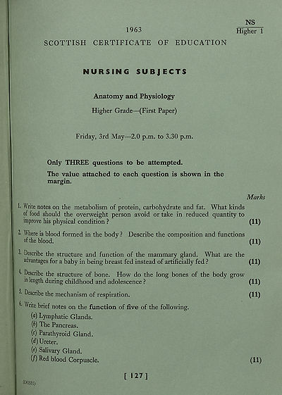 (515) Nursing Subjects, Higher Grade - (First Paper) - Anatomy and Physiology