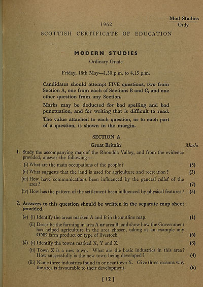 (71) Modern Studies, Ordinary Grade