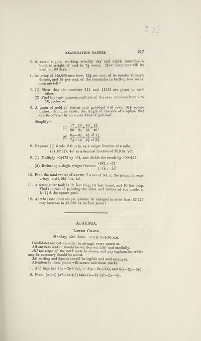 (35) Algebra, Lower Grade