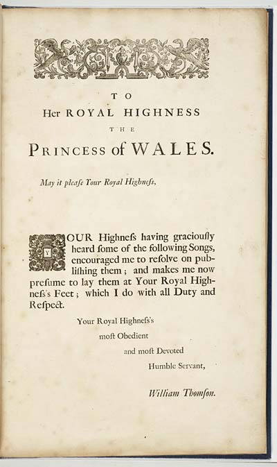 (2) Dedication - To her Royal Highness the Princess of Wales