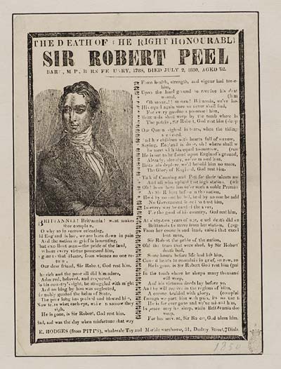 (9) Death of the right honourable Sir Robert Peel
