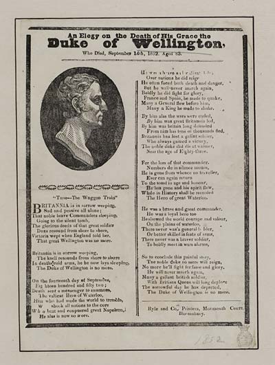 (14) Elegy on the death of his Grace the Duke of Wellington