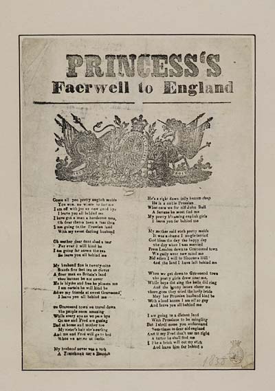 (29) Princess's faerwell [sic] to England