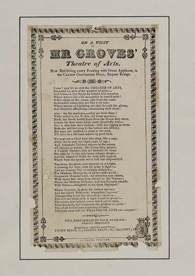 (10) On a visit to Mr Groves' theatre of arts