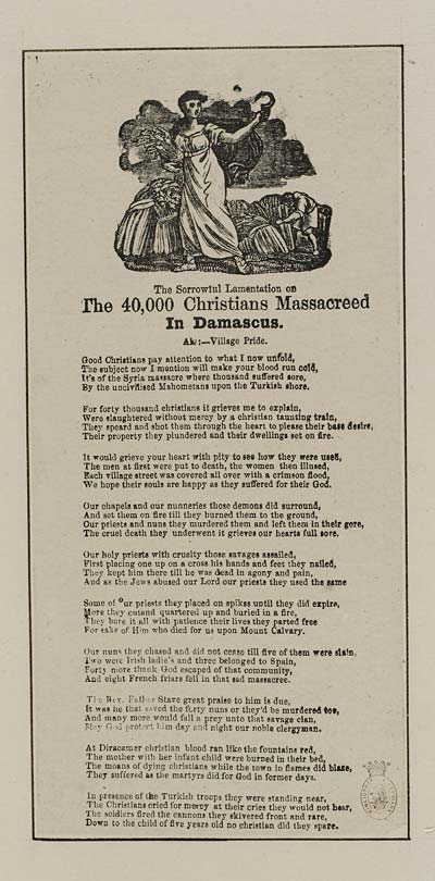 (28) Sorrowful lamentation on the 40,000 Christians massacreed [sic] in Damascus