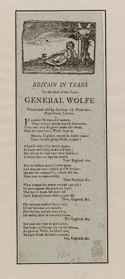 (31) Britain in tears for the loss of the brave General Wolfe