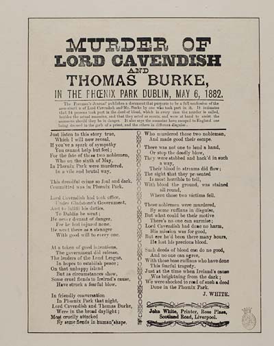 (49) Murder of Lord Cavendish and Thomas Burke, in the Phoenix Park Dublin, May 6, 1882