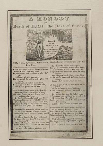 (39) Monody on the death of H R H the Duke of Sussex