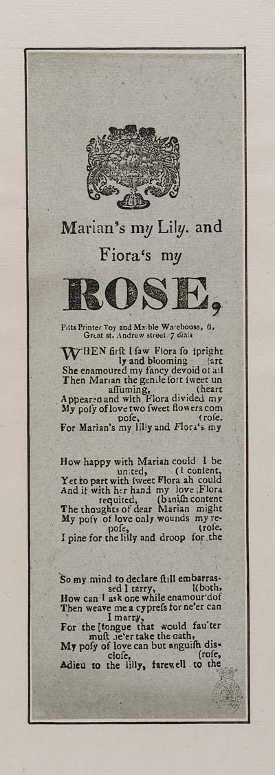 (325) Marian's my lily and Fiora's [sic] my rose