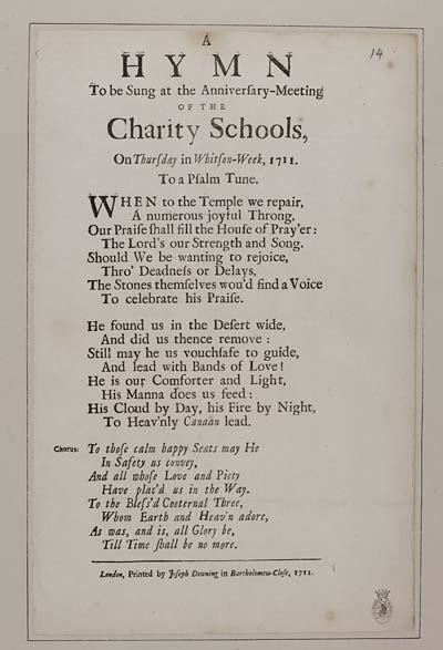 (81) Hymn to be sung at the anniversary-meeting of the charity schools