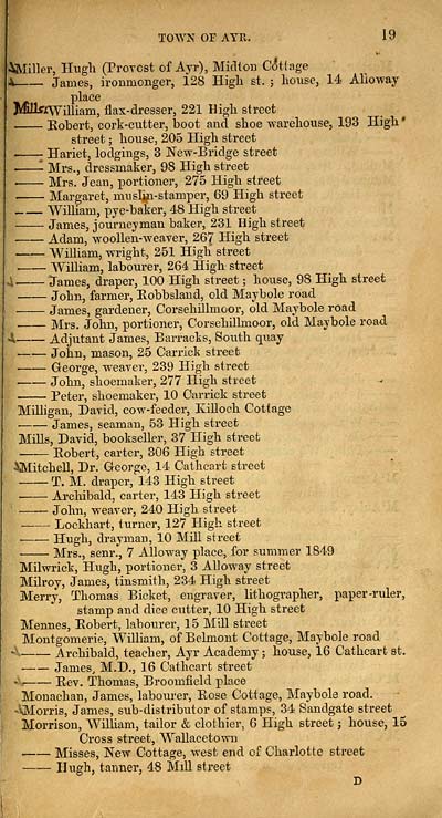 25 Towns Ayr 1849 1871 Post Office Directory For Ayr