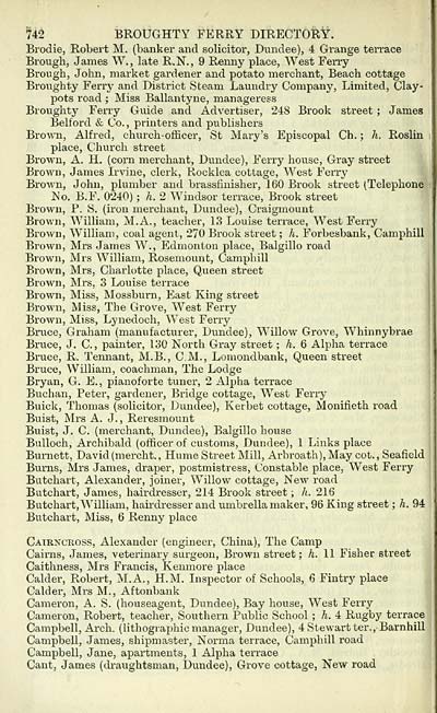 768 Towns Dundee 1809 1912 Dundee directory 1902 1903