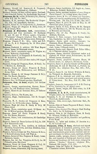 247 Towns Glasgow 1828 1912 Post Office Annual Directory 1908 1909 Scottish Directories National Library Of Scotland