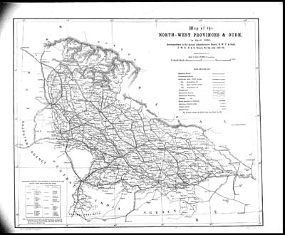 (6) Foldout open - Map of the North-West Provinces & Oudh in April 1894