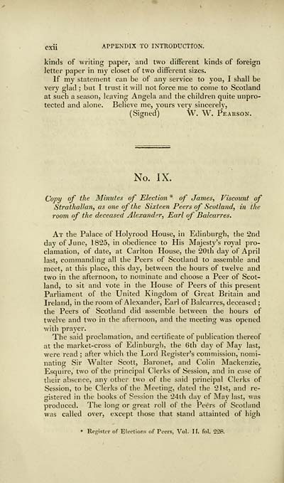 (170) Page cxii - IX. Proceedings at elections of Scottish peers since 1825