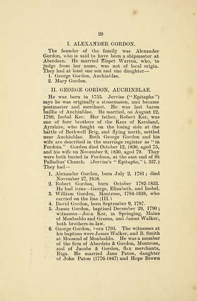 22 Page 20 Gordons in Forfarshire Histories of Scottish