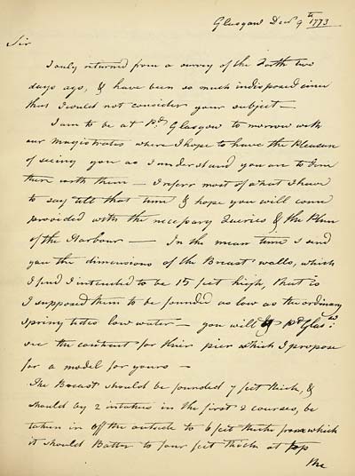 (207) Facsimile - Facsimile of letter of 9th December, 1773