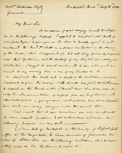 (245) Facsimile letter - Letter of 12 January, 1816