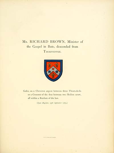 (377) Plate 31. - Mr. Richard Brown, Minister of the Gospel in Bute, descended from Thorndyke