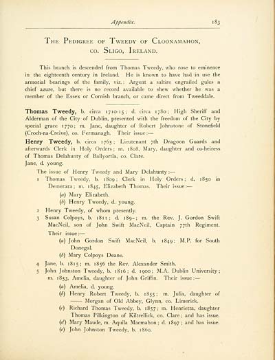Tweedy Lineage (257) Page 183 - History of the Tweedie, or Tweedy, family - Histories ...