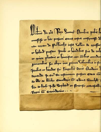 (140) Illustrated plate - Charter by King Robert the Bruce to James, Lord of Douglas, of the lands of Polbuthy (Polmoody), 15th December 1318