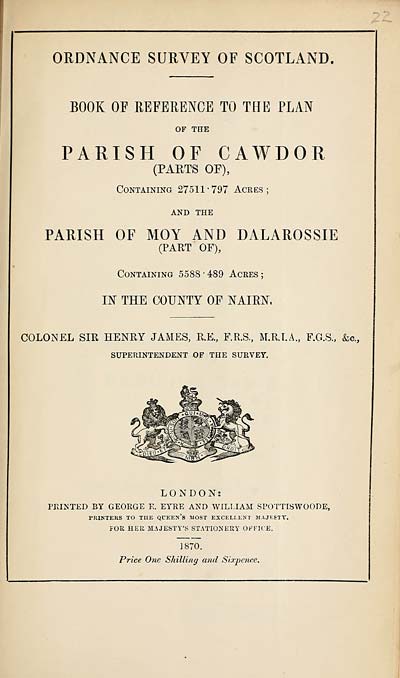 (737) 1870 - Cawdor (parts of) and Moy and Dalarossie (part of), County of Nairn