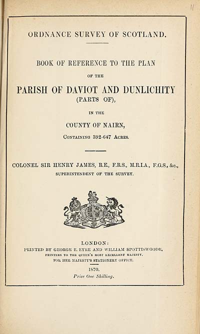 (293) 1870 - Daviot and Dunlichity (parts of), County of Nairn