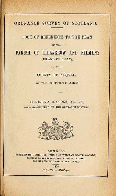 (421) 1879 - Killarrow and Kilmeny (Island of Islay), County of Argyll