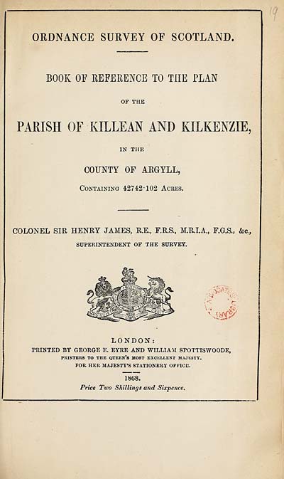 (461) 1868 - Killean and Kilkenzie, County of Argyll